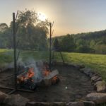 Fire pit roast lamb